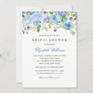 Invitación de boda con acuarela floral azul