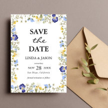 Invitación de Boda con Acuarela Floral de Otoño pa