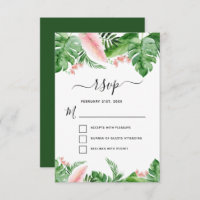 Invitación de boda con acuarela floral de palmera 