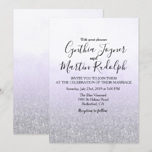 Invitación de boda con acuarela gris lavanda