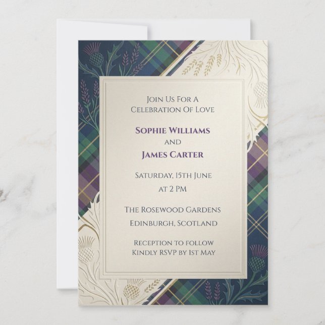 Invitación de boda con acuarela pastel iridiscente (Anverso)