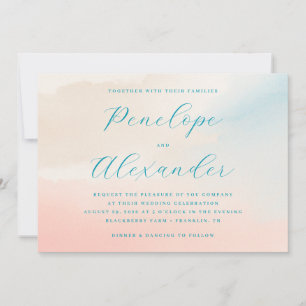 Invitación de boda con acuarela pastel soñadora