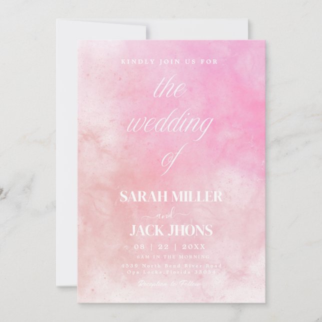 Invitación de boda con acuarela vibrante (Anverso)