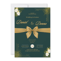 Invitación de boda con adorno de hiedra verde bosq