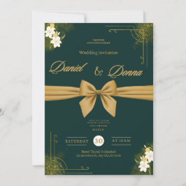 Invitación de boda con adorno de hiedra verde bosq