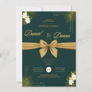 Invitación de boda con adorno de hiedra verde bosq