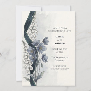 Invitación de boda con amapola azul del tartán esc