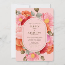 Invitación de boda con amapola de acuarela rosa ru