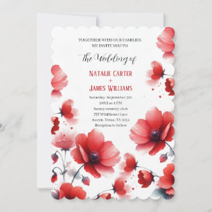 Invitación de boda con amapolas de flores silvestr