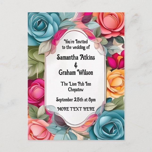 Invitación de Boda Con Amor en Flor Plenamente (Anverso)