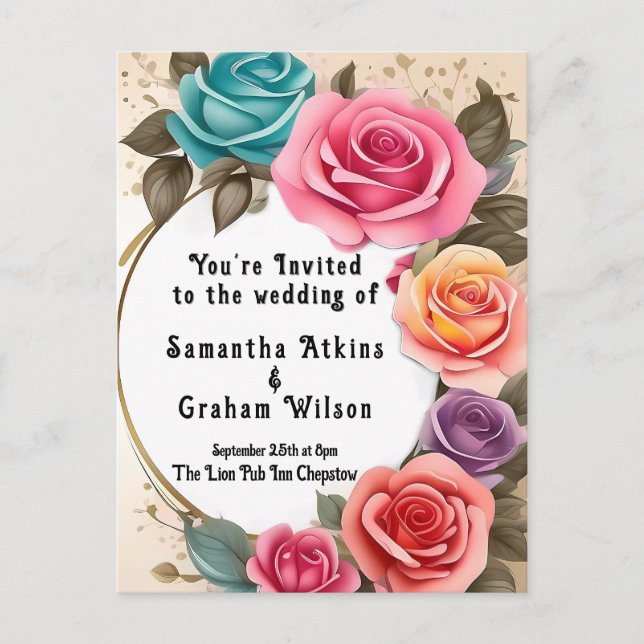 Invitación de Boda Con Amor en Pleno Florecer (Anverso)