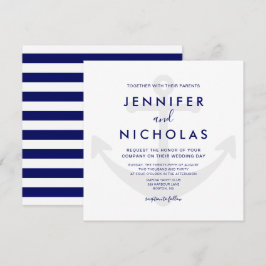 Invitación de boda con ancla náutica moderna