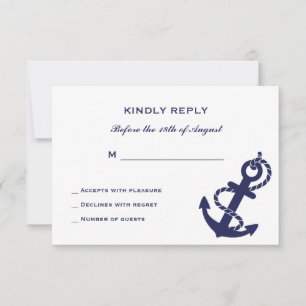 Invitación de boda con ancla náutica y cuerda