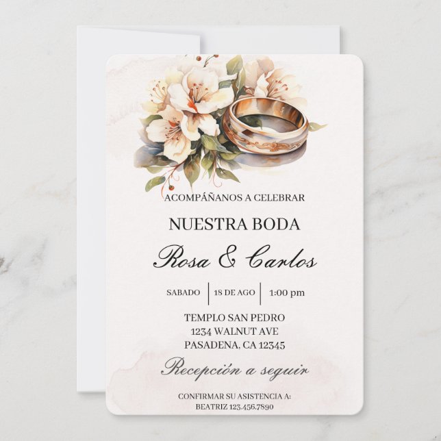 Invitación de boda con anillo (Anverso)