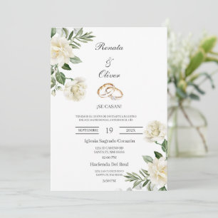 invitación de boda con anillo de boda de flujo bla