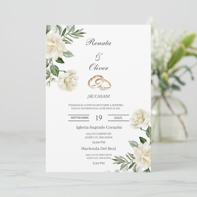 invitación de boda con anillo de boda de flujo bla (Anverso de pie)