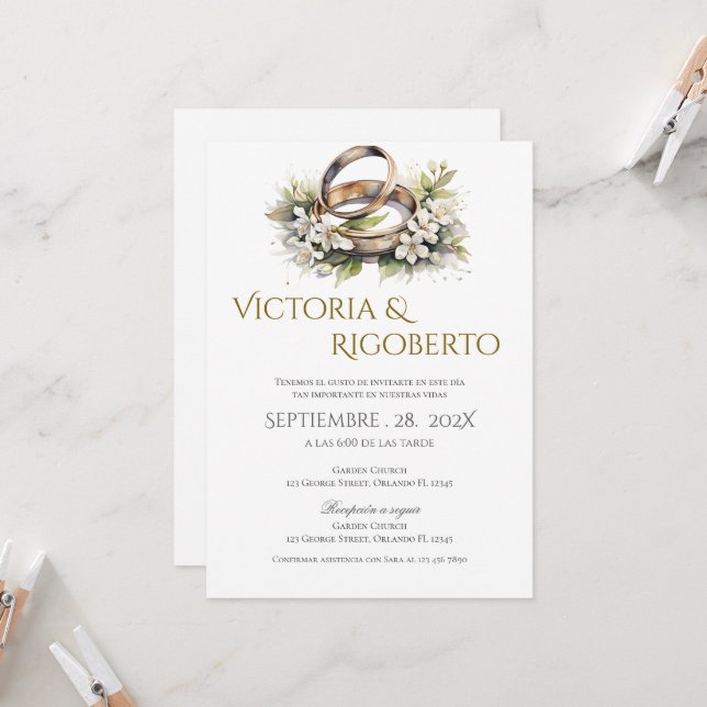 invitación de boda con anillos (Anverso/Reverso In Situ)
