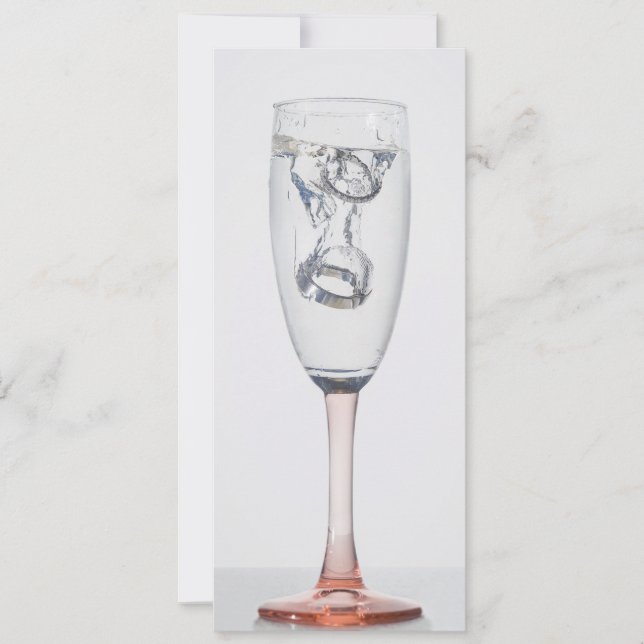 invitación de boda con anillos de champán (Anverso)