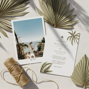 Invitación de boda con aquarela tropical de palmer