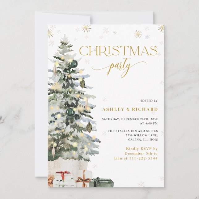 Invitación de boda con árbol de Navidad (Anverso)