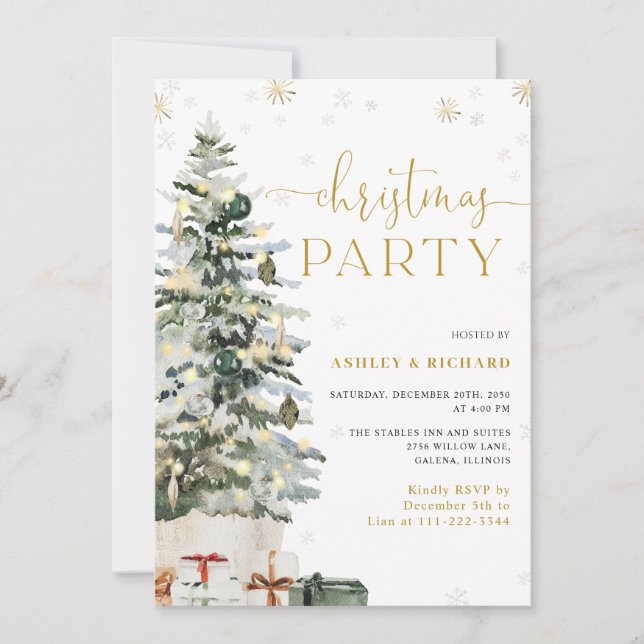 Invitación de boda con árbol de Navidad (Anverso)