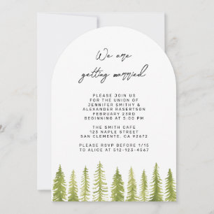 Invitación de boda con árboles en acuarela