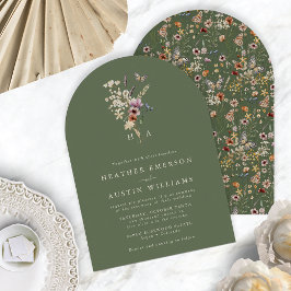 Invitación de Boda con Arco Boho Verde Salvia