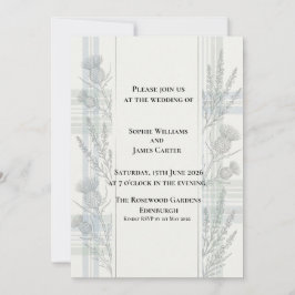 Invitación de boda con arco botánico gris azul