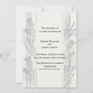 Invitación de boda con arco botánico gris azul