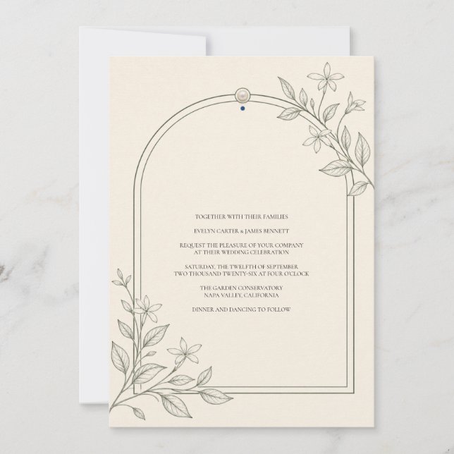 Invitación de boda con arco botánico moderno (Anverso)