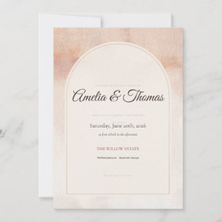 Invitación de boda con arco de acuarela de terraco