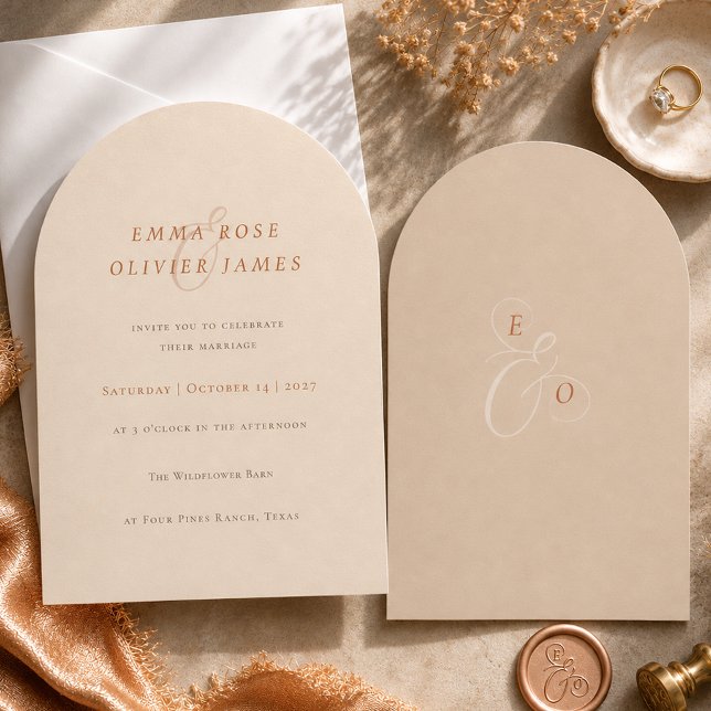 Invitación de boda con arco de arena romántico (Romantic Sand Arch Wedding Invitation)
