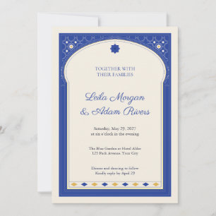 Invitación de boda con arco de azulejo marroquí co