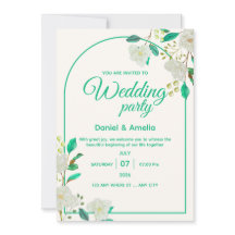 Invitación de boda con arco de color verde menta