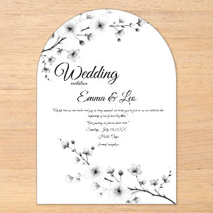 Invitación de boda con arco de flor de cerezo eleg