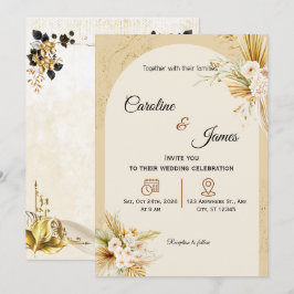 Invitación de boda con arco de hierba de Pampas Bo