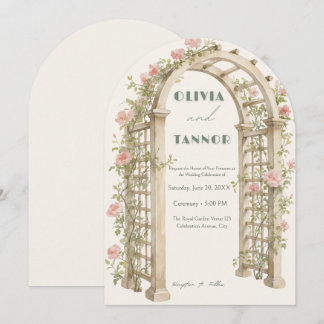 Invitación de boda con arco de jardín romántico –