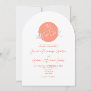 Invitación de Boda con Arco de Melocotón Moderno y
