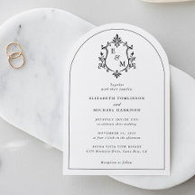 Invitación de Boda con Arco de Monograma de Cresta