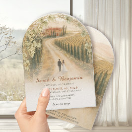 Invitación de Boda con Arco Elegante de Viñedo Tos