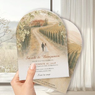 Invitación de Boda con Arco Elegante de Viñedo Tos