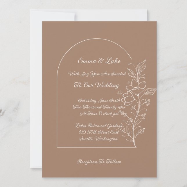 Invitación de boda con arco floral (Anverso)