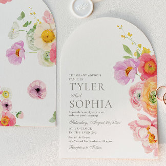 Invitación de boda con arco floral de acuarela