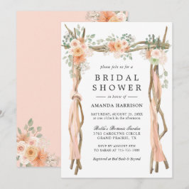 Invitación de boda con arco floral de melocotón so