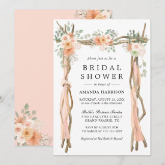 Invitación de boda con arco floral de melocotón so