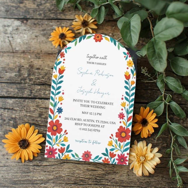 Invitación de Boda con Arco Floral de Talavera Mex (Subido por el creador)