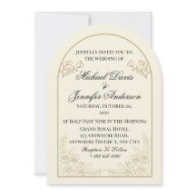 Invitación de boda con arco floral elegante