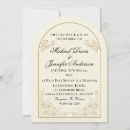 Invitación de boda con arco floral elegante