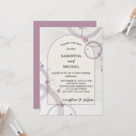 Invitación de boda con arco floral pastel elegante