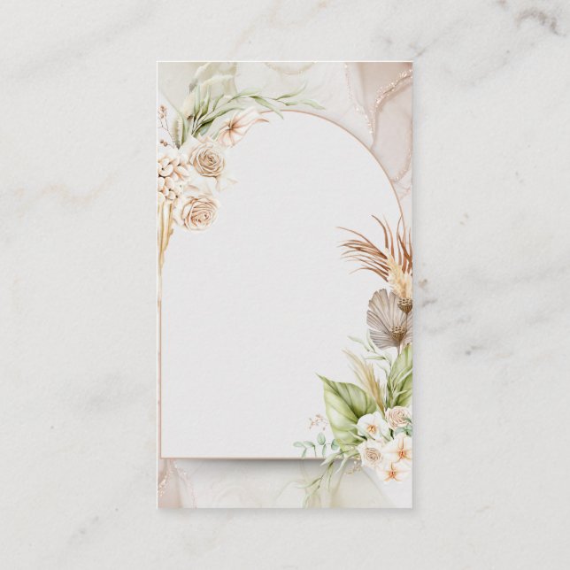 Invitación de boda con arco floral seco con hierba (Reverso)